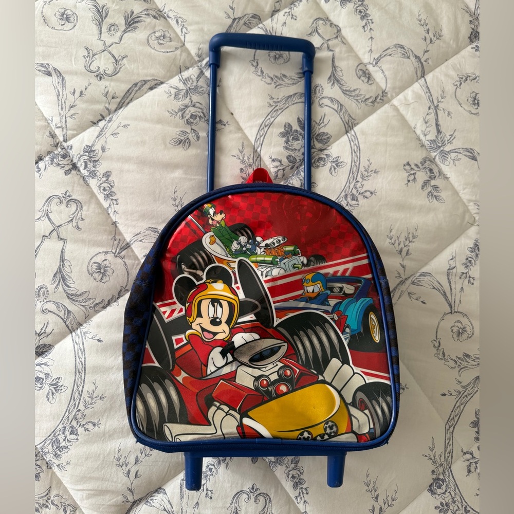 Disney Red & Blue Mickey Racing Rolling Luggage